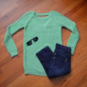 Lime Green Sweater With Peek-a-boo Back Opening